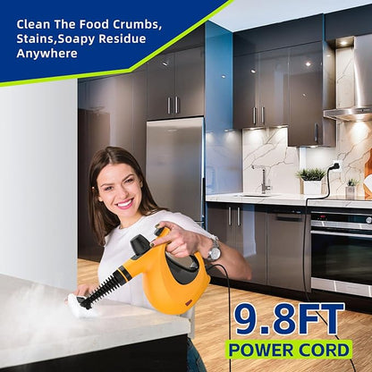 Handheld Pressurized Multi-Surface Steam Cleaner, Ease of Cleaning 100% Chemical-Free Steam Cleaner for Home with 11pcs Accessories, Portable Steamer for Deep Cleaning Tile, Grout, Window, Couch,Car