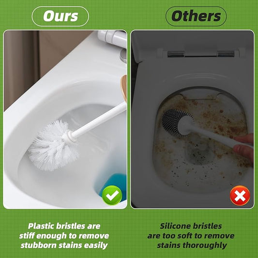 SUBEKYU Toilet Brush, Toilet Bowl Brush and Holder Set, Bathroom Toilet Bowl Cleaner Scrub Brush Set Scrubber for Deep Cleaning, White