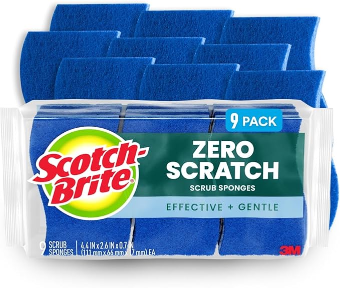 Scotch-Brite Non-Scratch Scrub Sponges,for Washing Dishes and Cleaning Kitchen,9 Scrub Sponges,(Pack of 5)