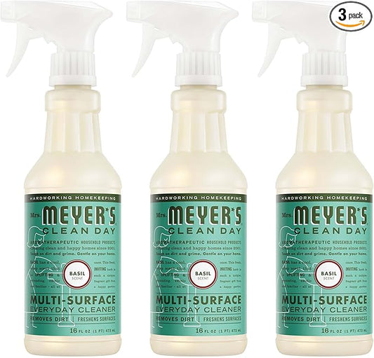 MRS. MEYER'S CLEAN DAY Multi-Surface Everyday Cleaner, Basil Scent, 16 Fl Oz Bottle - 3 Pack