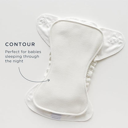 Esembly Ultra Absorbent Overnight Hemp Cloth Diaper Booster Inserts with Stay-Dry Fleece – Reusable Nighttime Doublers for Heavy Wetters – Size 2, 1 Set (1 Contours and 1 Boosters)