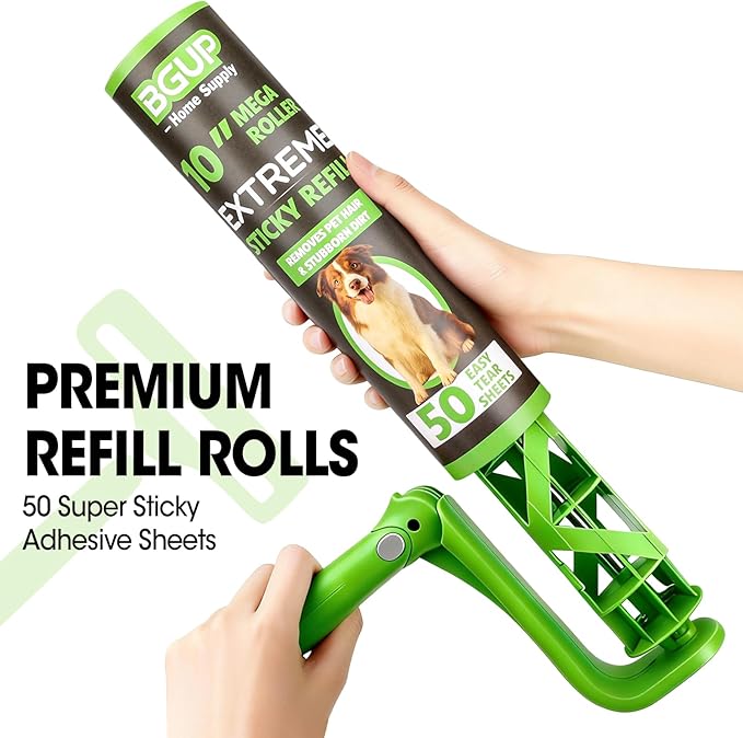 10 Inch Lint Roller Refills, 6 Rolls 300 Sheets Large Lint Rollers for Pet Hair Extra Sticky, Easily Remove Carpets, Clothes, Couch and Curtains Dust (Not Include Lint Roller Handle)