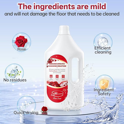 Floor Cleaning Solution Rose Scent, Compatible with Roborock Cleaning Solution Quick Drying Without Residue Suitable for All Robot Vacuums and Wet Dry Dual-Use Vacuum Cleaners (2.5 L, Rose)
