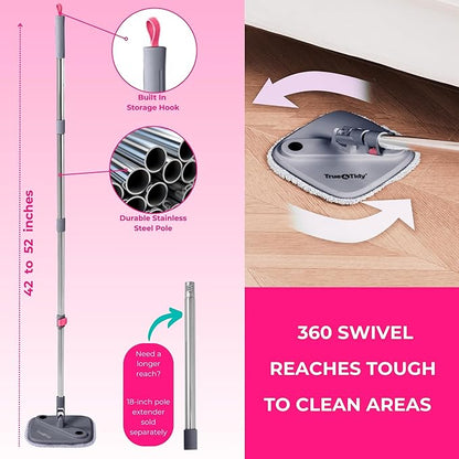 Heavy Duty Square Spin Mop for Floor Cleaning, Separate Compartment for Clean and Dirty Water, Use Any Cleaning Solution, Self Cleaning, Machine Washable Pads