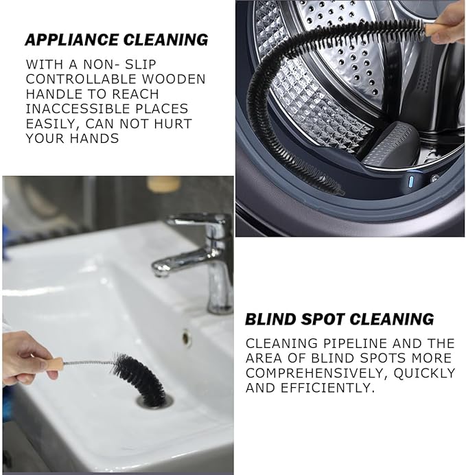 Dryer Vent Cleaner Wooden Handle Dryer Vent Cleaning Brush Refrigerator Condenser Coil Brush for Lint Removal (Two Size)