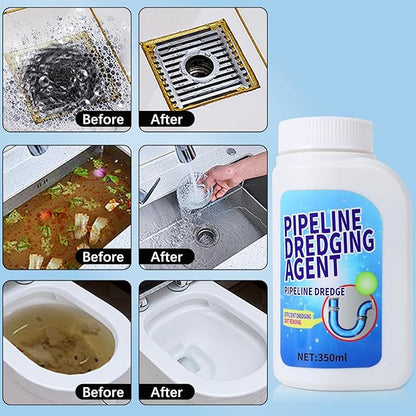 Pipeline Dredging Agent, 350ml Drain Clog Remover, Powerful pipe dredging agent, Powerful Quick Cleaning Drain Toilet Cleaner Tool, Unclog Clog And Kitchen Sink Pipe Unblocker Powder (Pack of 2)