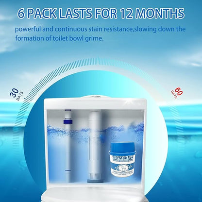 6 Pcs Enzyme Toilet Bowl Cleaner Bottle, Automatic Self-Acting Toilet Tank Cleaner, Enzyme-Powered Stain & Limescale Prevention, Long-Lasting Deodorizer, Safe for Plumbing & Septic Systems
