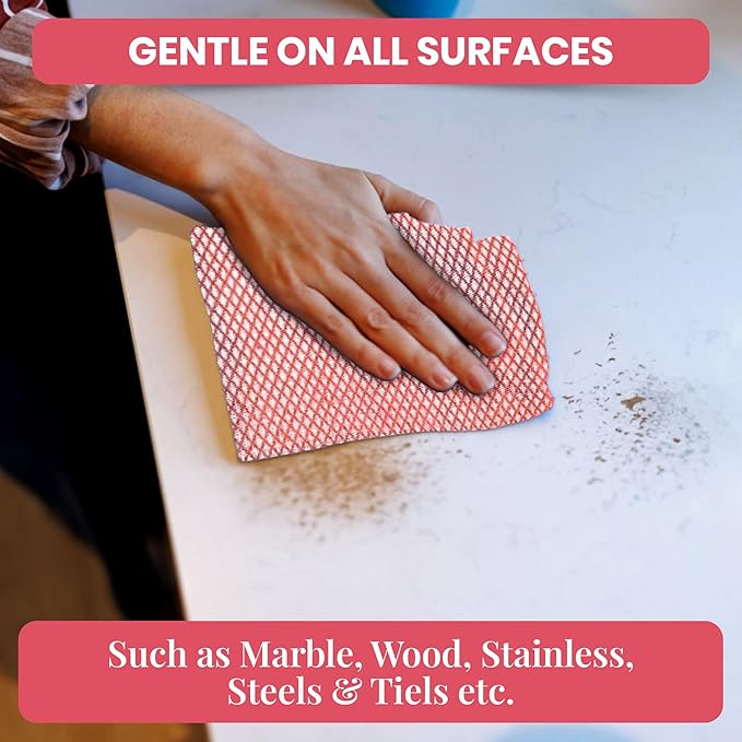 50 Count Disposable Cleaning Cloths, Red - 13.8"x15.8" Ultra Absorbent Towels for Kitchen, Stove & Bathroom - Multi-Purpose Soft Dish Cloths