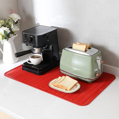 MicoYang Silicone Dish Drying Mat for Multiple Usage,Easy clean,Eco-friendly,Heat-resistant Silicone Mat for Kitchen Counter or Sink,Refrigerator or Drawer Liner Red 3XL 28 inches x 18 inches