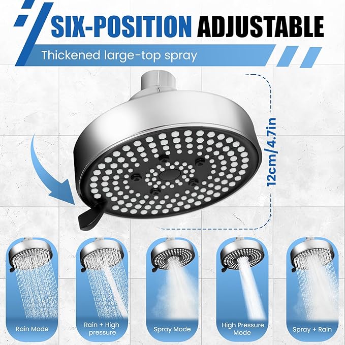 DEVA FRONSA Dual Shower Head for Couples, Double Shower System, 6+3 Adjustable Spray Modes, High Pressure, 31.5-80.7" Extendable Rod, 78.7" Hose