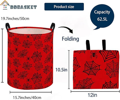 Kids Laundry Basket Spider Hamper for Nursery Boys Hamper Cute Kids Storage Bin Organizer Room Decor for Home(Red spider)