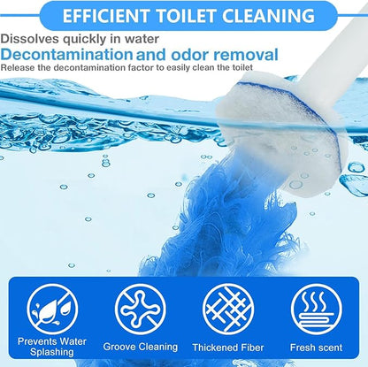 60pcs Count Toilet Bowl Wand Refills,Toilet brush,Disposable Toilet Cleaner Refills,Thickened Cleaning Layer,Won't Fall Apart,for Ceramics and Bathroom Cleaning (Blue)