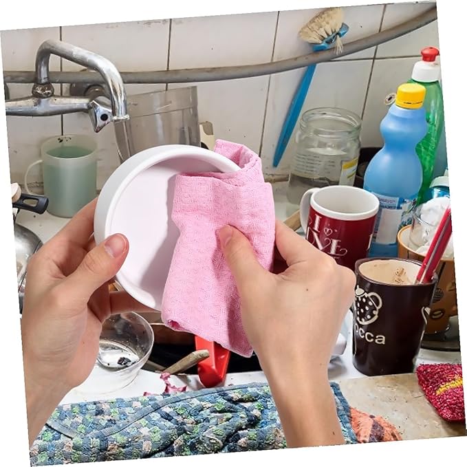Ciieeo 4pcs Kitchen Cleaning Cloth Set, Absorbent Cotton Dish Wipes, Lint-Free Sturdy Microfiber Towels for Household and Kitchen Use