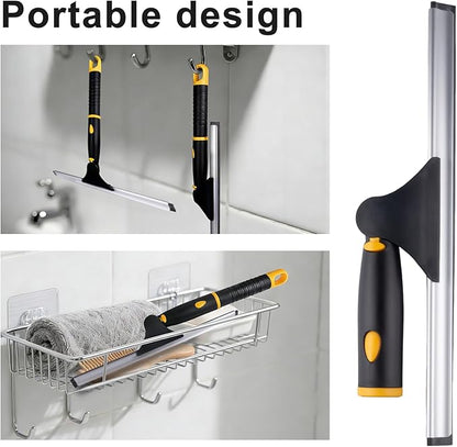 ITTAHO Swivel Shower Squeegee for Glass Doors, All-Purpose Anti-Slip Window Squeegee with 2 Blades, Window Cleaner Tool Bathroom Squeegee for Shower Doors, Tile Shower Walls，Mirrors,Car Windshields