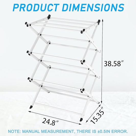 Household Indoor Folding Clothes Drying Rack, Dry Laundry and Hang Clothes,Towel Rack for Storage (White)