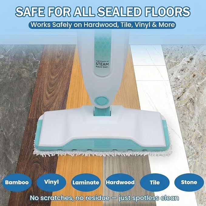 4 Pack Microfiber Steam Mop Pads Replacement for Shark S1000, S3101, S3202, S3250 & S3251 — Reusable Thick Pads for Laminate, Tile, Marble & Sealed Hardwood Floors, Easy Attach Secure Fit