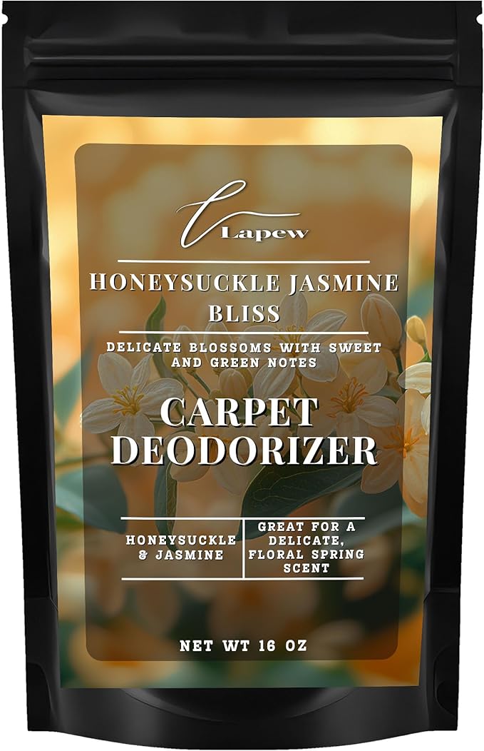 Lapew Honeysuckle Jasmine Carpet Deodorizer Powder - Pet Safe Freshener for Vacuuming | Scented Odor Eliminator for Home | 16 oz