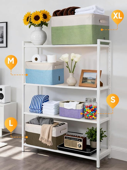 BALEINE 2 Pack Fabric Closet Storage Bins for Shelves, Linen Closet Organizers and Storage, Decorative Baskets for Organizing, Shelf, Clothes, Home, Office (Skyblue, 14''x10''x8.5'')