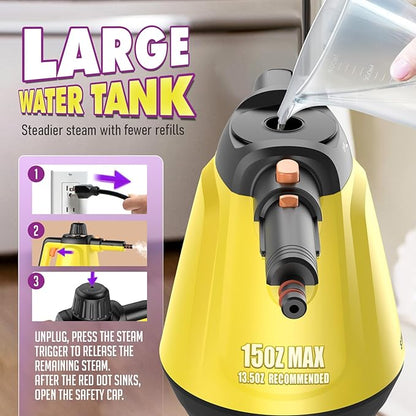 Steam Cleaner, Deep Cleaning Steam Cleaner for Home, 1200W Handheld Steam Cleaner with 10 Tools, Natural Steamer for Cleaning, Handheld Steamer for Bathrooms, Kitchens, Windows, Shower, Grout,Tile,Car