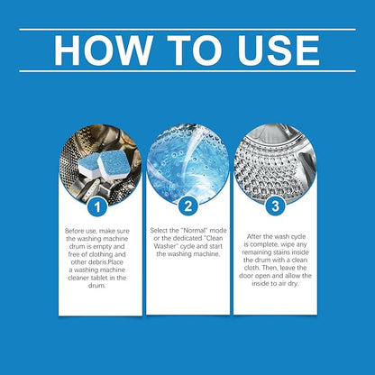 Fight Mold & Odor! 12 Pack Washing Machine Deep Cleaner Tablets - Descaler for HE Front/Top Load Washers. Septic Safe, Eco-Friendly Formula for Drum & Seal. 12 Month Kit.