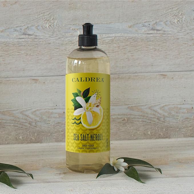 Caldrea Dish Soap, Biodegradable Dishwashing Liquid made with Soap Bark and Aloe Vera, Sea Salt Neroli, 16 oz