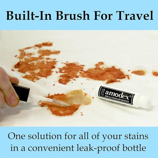 Amodex Ink & Stain Remover Traveler 0.5oz Bottle with Built-in Brush