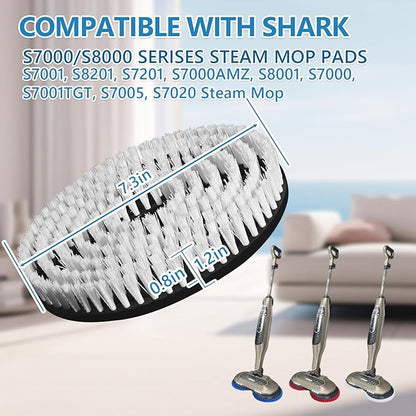 4 Pack S7001 Upgraded Steam Mop Replacement Brush Pads, Compatible with Shark S8201/S8001/S7201/S7000 Series Steam and Scrub Mop, Nylon Bristle for Polishing Hard Floors (2 White, 2 Gray)