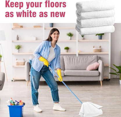 4 Pcs Extra Large Microfiber Cleaning Cloth 30 x 20 Inch Reusable Thick Cleaning Towel Washable Solid Color Microfiber Towel for Home Office Window Cars Glass (White)
