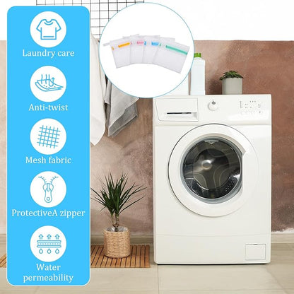 4 PCS Laundry Pod Anti-Sticking Bag Reusable Laundry Mesh Bag with Zipper Mini Pods Dissolution Protection Pacs Secure Holder for Detergent Pods Scent Beads Washer Safe Delicates