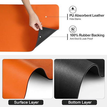 Ecotrim - Dish Drying Mat for Kitchen Counter | Coffee Bar Mat for Countertops | Heat Resistant Drainer Mat with Non-slip Rubber Backed | Hide Stain Kitchen Absorbent Draining Mat | Orange 18"x28"