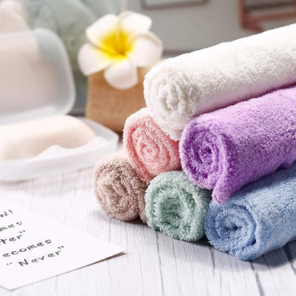 Syhood 12 Pieces Face Wash Cloth 12 x 12 in Makeup Remover Cloths Towel Coral Velvet Facial Microfiber Soft Fast Drying Facial Cleansing Towel for Face(Assorted Color)