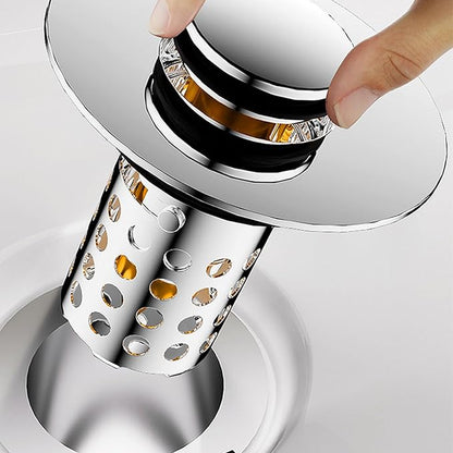 Push Button Sink Drain Stoppers With Odor Prevention And Hair Catcher Steel Bathroom Basin Filter For Not Clogging Not Odor Popup Drain Stoppers