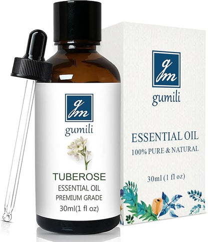 GM Gumili Tuberose Essential Oil, Home Fragrance Oil, Candle Scents Soy Wax Candle Making, Freshie Scents Oils for Soap, Dryer Balls, Diffusers, Laundry, Slime -1 oz /30ml
