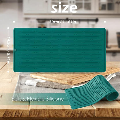GeeRic Dish Drying Mats, Heat-resistant Silicone Mat for Kitchen Counter, Non-Slip Dish Dry Mat Dishwasher Safe Medium, Turquoise
