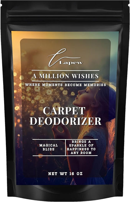 Lapew A Million Wishes Carpet Deodorizer Powder - Pet Safe Freshener for Vacuuming | Scented Odor Eliminator for Home | 16 oz