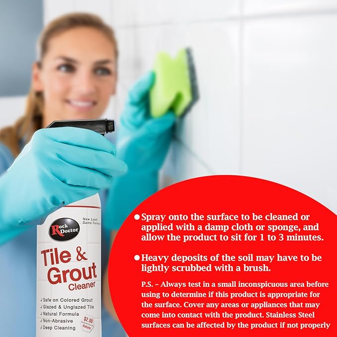 Rock Doctor Natural Tile and Grout Cleaner, Remove Stains Dirt, Oil, and Soap Scum, Heavy Duty Non-Abrasive Tile Cleaner, Natural Formula, 1 Pack