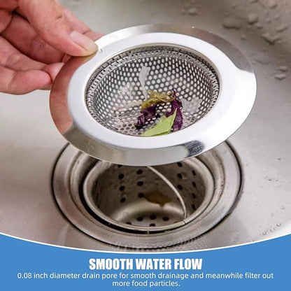 Kitchen Sink Strainer Stainless Steel, LASSHSWA Kitchen Sink Drain Strainer, Sink Strainers for Kitchen Sinks with Large Wide Rim 4.5" Diameter (2)