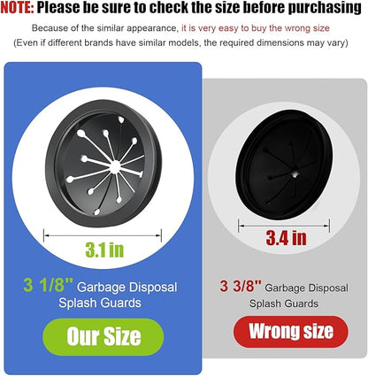 2 Pcs Garbage Disposal Splash Guard, 3 1/8" Sink Rubber Guard for Garbage Disposal, Replacement Garbage Disposal Rubber Drain Insert Parts for Whirlaway, Waste King, and GE Models