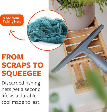 Full Circle Clean Ocean Squeegee - Shower, Glass, Window, Tile, Windshield - Streak-Free Finish with Rotating Hook for Easy Storage