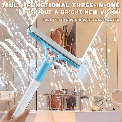 3 in 1 Window Cleaning Scraper,3 in 1 Spray Squeegee,2025 New with Brush and Built-in Spray BottleAll-Purpose,All-Purpose Window Cleaner Tool (Yellow)