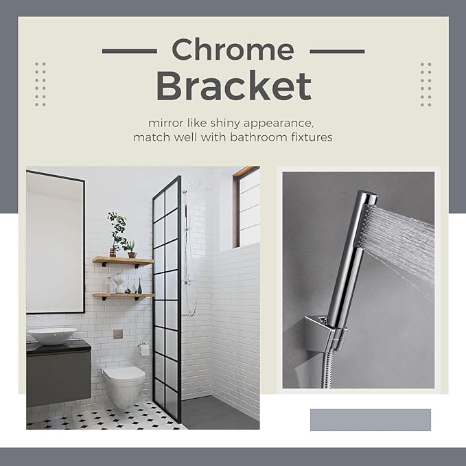 Hand Shower Bracket with Two Slot, Aomasi Bathroom Shower Head Hose Hanger Sprayer Handle Holder Wall Mount Chrome