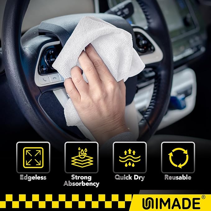 Microfiber Cleaning Cloth, 24 Pack Reusable Microfiber Towels for Cars Lint Free Cleaning Shop Towel Rags for Home Kitchen Automotive Bar Mechanic Restaurant Garage, 11"x 12", White