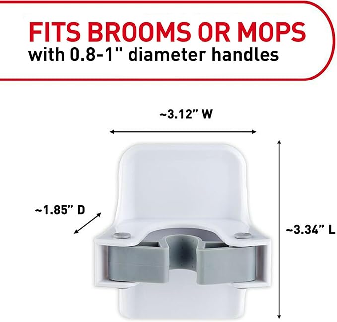 Command Broom and Mop Grippers, 6 Hangers and 16 Strips, Damage-Free Hanging Wall Mount Broom and Mop Holder, Household Cleaning Organizer for Organization and Storage, Holds up to 4 lb