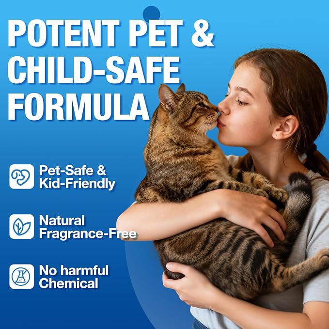 Pet Odor Eliminator, Odor Remover and Pet Spray Fragrance Free Colorless 25oz Spray, Safe Highly Effective Carpet and Cat Litter Deodorizer for Dogs and Cats