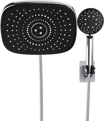 Veken 10'' Rain Shower Head with Handheld, High Pressure Rainfall Showerhead Combo with 5 Handheld Water Spray Modes for Bathroom Accessories, Home Decor, Detachable Dual Shower Heads, Chrome Silver