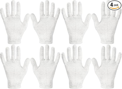 Eurow Moisturizing Gloves for Dry Cracked Hands, Overnight Healing Cotton Gloves Lock in Lotion for Eczema, Psoriasis, Skincare Relief, Reusable Unisex Fit, 2 Pairs, White (Pack of 2)