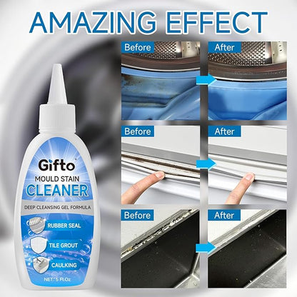 Gifto Mold Stain Remover Gel - Tile Grout Cleaner with Brush, Bleach Gel Washing Machine Cleaner Front Loader, Grout Cleaning Whitener for Bathroom Shower & Kitchen Sink, Non-Toxic, 10 fl oz 2 Pack