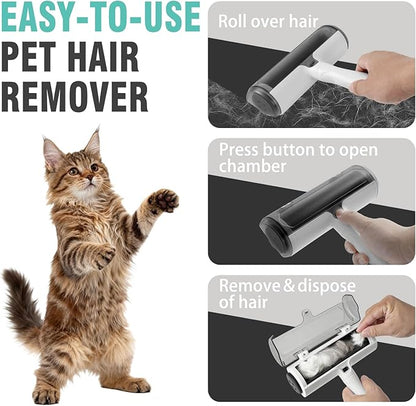 Reusable Lint Roller for Pet Hair – Extra Sticky Washable Dog & Cat Fur Remover Roller, Portable Lint Remover Brush on Furniture, Couch, Carpet, Car, Rugs & Bedding – Eco-Friendly, No Refills Needed
