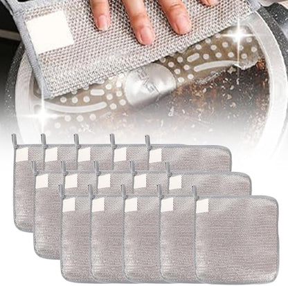 2025 New Multipurpose Wire Dishwashing Rags for Wet and Dry, Metal Scrubbing Pads Sponge Cloths Towels Clean, Non-Scratch Wire Dishcloth for Home Kitchen Dishes, Sinks (15 Pcs)