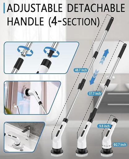 Electric Spin Scrubber for Cleaning Bathroom, Shower Scrubber Cordless Cleaning Brush with IPX7 Waterproof & 3 Speed, 9 Brush Heads, Bathroom Cleaning Supplies for Shower Tub Kitchen Tile Toilet Floor